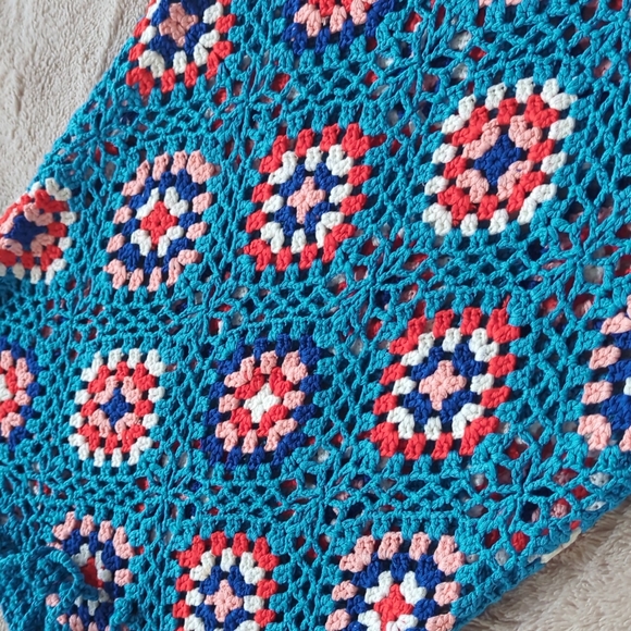 Geometric Pattern Tassel Trim Open Knit Skirt - Picture 5 of 8